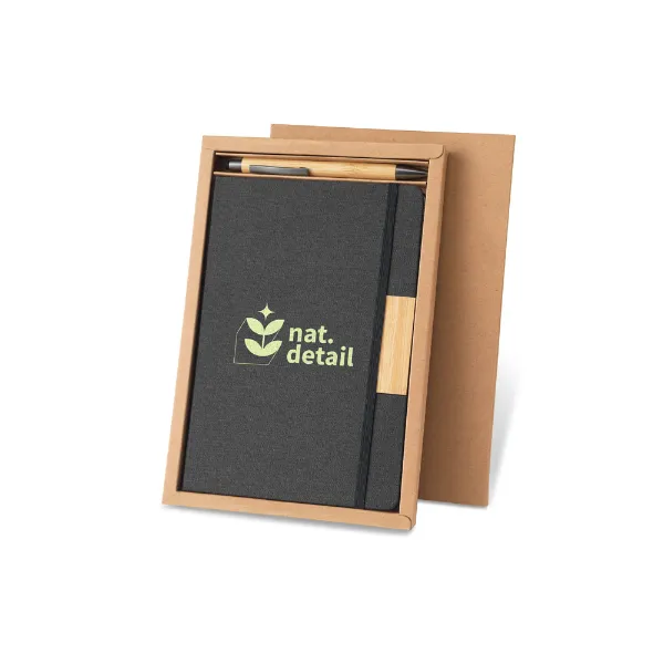 Conjunto personalizado composto por 1 caderno e 1 caneta esferográfica em bambu Conjunto personalizado composto por 1 caderno e 1 caneta esferográfica em bambu